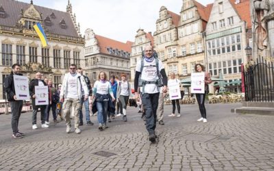 Start auf dem Bremer Marktplatz zum HUBIT Spendenlauf